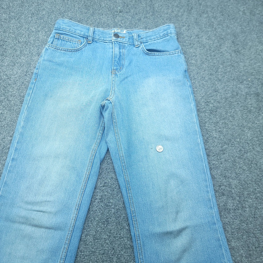 Cat & Jack Relaxed Straight Leg Jeans Light Wash Denim Boys Size 14 100% Cotton